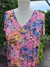 tuniek tricot roze bloemen