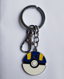 Sleutelhanger Pokeball blauw geel