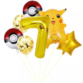 Pikachu 8 delige ballonnen set cijfer 7 XL