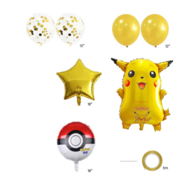 Pikachu 8 delige ballonnen set cijfer 7 XL