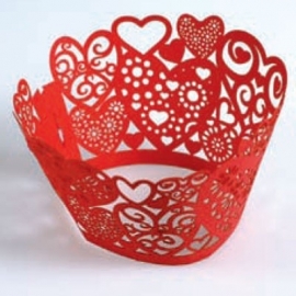 Culpitt 12 Cupcake wraps - Hearts Red -