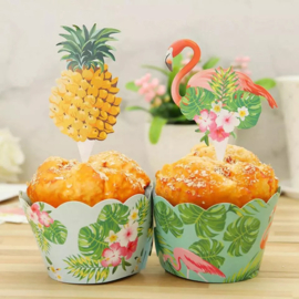 Flamingo Ananas Cupcake wikkels