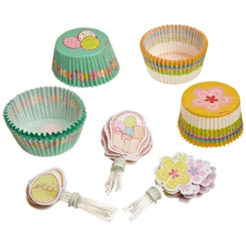 Cupcakevormpjes met prikkers paastuin pk/48