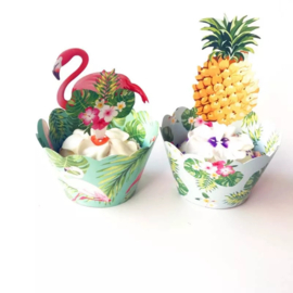 Flamingo Ananas Cupcake wikkels