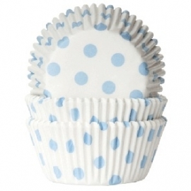 Cupcakevormpjes Stip Wit/Baby Blauw - pk/50