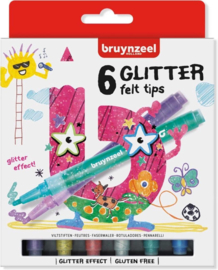Bruynzeel glitter points set 6 viltstiften-Multcolor
