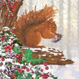 Chrystel Card Kit-Diamand Painting Squirrel-Craft Buddy- Multi Color