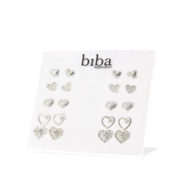 Oorbel hartjes per twee - Biba- silver