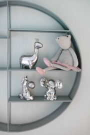 Zilverstad-Spaarpot Zittende Olifant, zilver kleur