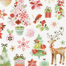 CW-Stickers, vel 15x16,5 cm 42 stuk, ,Romantische Kerst,  1vel-Multi  Color