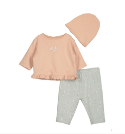 Blue Seven-Meisjes 3 dlg set- shirt-broek-muts-Roze