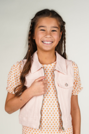 Moodstreet-Meisjes  VALERY roze denim gilet-Roze blos