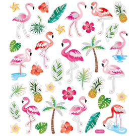 Creotime-Stickers, vel 15x16,5 cm 37 stuk, , Flamingo,  1vel-Multi  Color