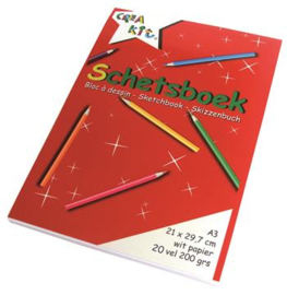 Crea Kit-CW-Schetsboek-wit papier A3 200 gr-Red