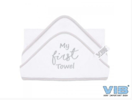 VIB-Badcape VIB-My first towel -Wit-Zilver