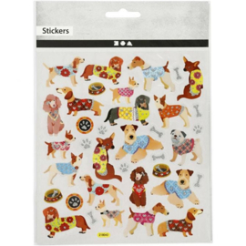 Creotime-Stickers, vel 15x16,5 cm36 stuk, , Honden,  1vel-Multi  Color