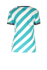 B.Nosy-Baby girls short sleeve shirt with slanted YDS and mesh at detail-Ceramic stripe