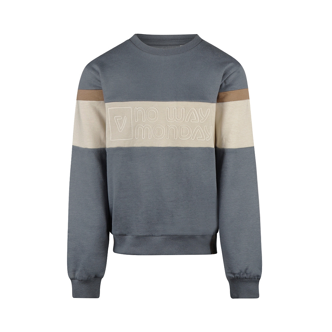 No Way Monday-Jongens Sweater-Midden blauw
