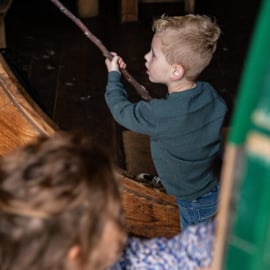 Koko Noko-Jongens Sweater met ronde hals-Donker Groen