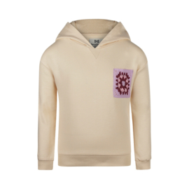 Koko Noko-Meisjes sweater met capuchon en verlaagde schouder-Beige