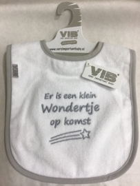 VIB-Unisex Slabbetje Er is een klein Wondertje op komst-White