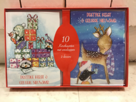 10 Kerstkaarten met enveloppen-2 dessins-CBC-Red