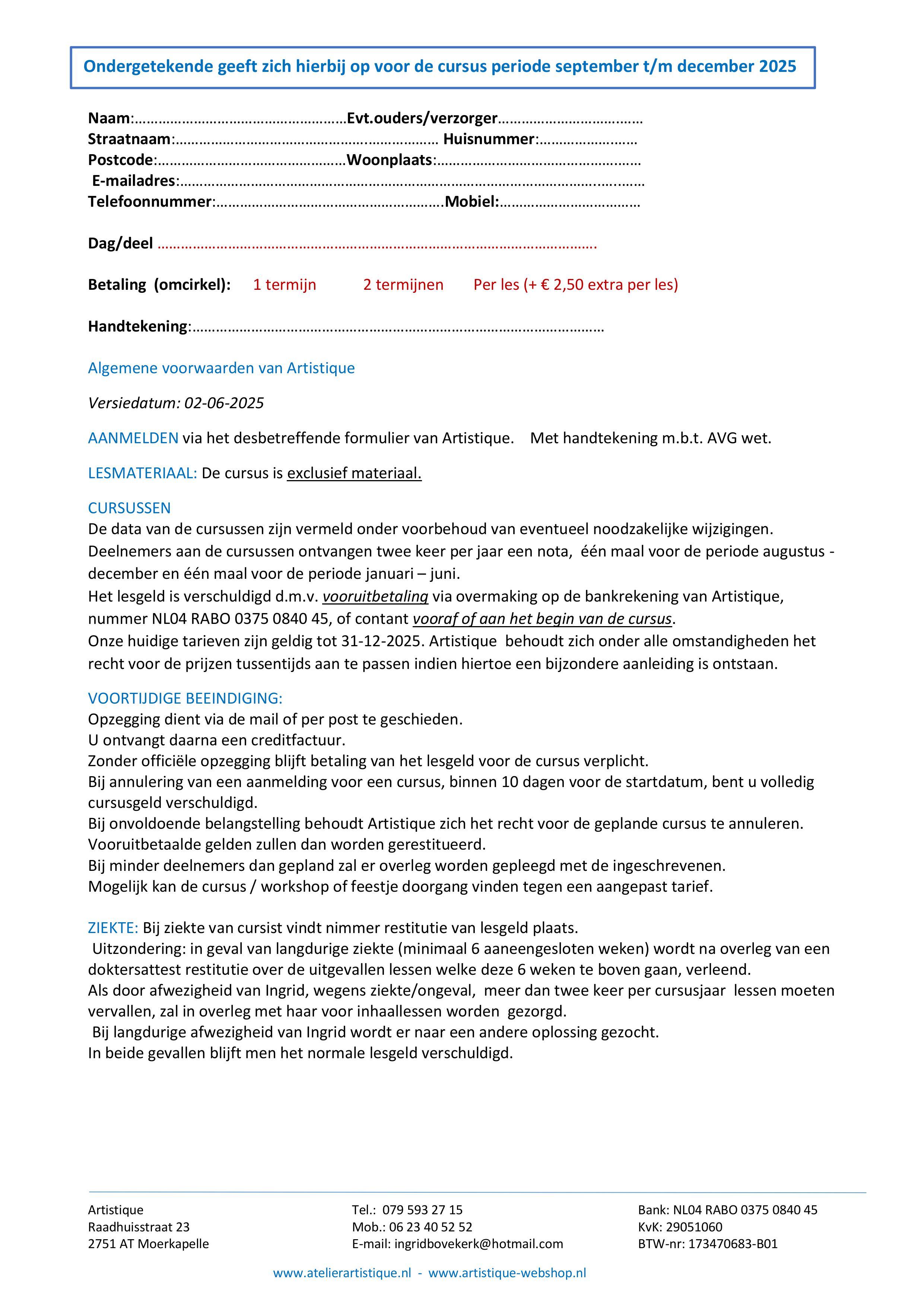 Cursus teken- en schilderen voor volwassenen.