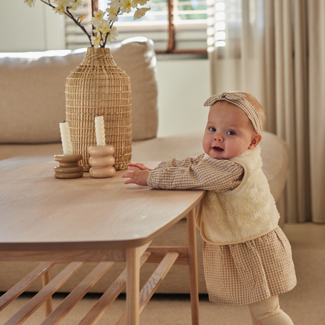 Dirkje-Meisjes 3 pce babypakje ls + hoofdband-Taupe