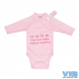 VIB-Meisjes Romper Remove baby before washing-Roze