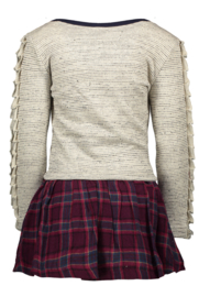 Bampidano-Meisjes jurk sweat top + woven check skirt -Pink Check
