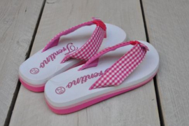 Libaco-Girls Flip flop with pink and white- white