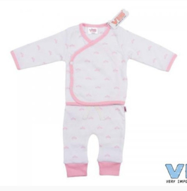 VIB-Meisjes Baby pakje -2-Delige- all over print Tiara -wit-roze