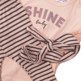 Dirkje-Meisjes babyset 2 pce met haarband-Smokey roze streep