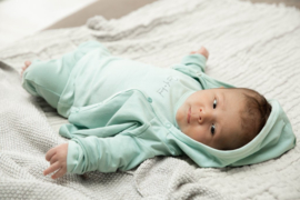 Dirkje-Baby Unisex  3 pce babysuit Bio Cotton-Aqua green + off white