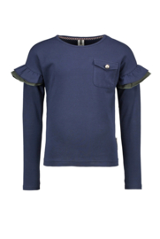 B.Nosy-Meisjes t-shirt with big ruffles-Space blue