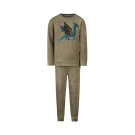 Charlie Choe- Jongens velours set-Faded green