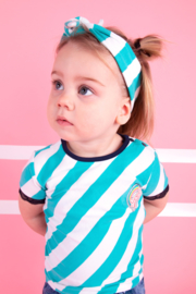 B.Nosy-Baby girls short sleeve shirt with slanted YDS and mesh at detail-Ceramic stripe