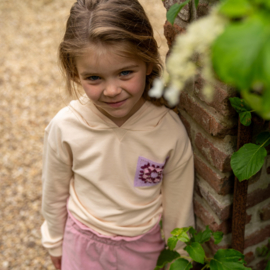 Koko Noko-Meisjes sweater met capuchon en verlaagde schouder-Beige