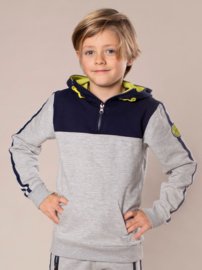 DJ Dutch Jeans-Boys Sweater ls with hood and zipper-Grey melee + navy