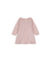 Petite Maison- Meisjes jurk met ruches detail bij de hals-Pastel Roze