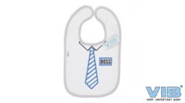 VIB-Boys Slabbetje BOSS met Stropdas-Grey-White