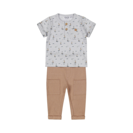 Dirkje-Jongens 2 delig babypakje ss-Light blue