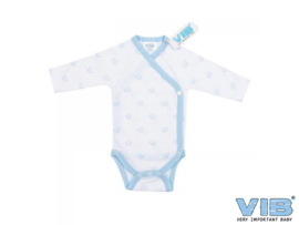 VIB-Baby jongens Romper all over print kroontje-Wit-blauw