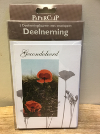 PaperClip-Mapje Condoleance kaarten-Papaver-White