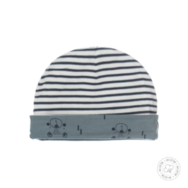 Dirkje-Baby Boys hat reversible Bio Cotton-Dusty green + off white