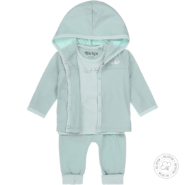 Dirkje-Baby Unisex  3 pce babysuit Bio Cotton-Aqua green + off white