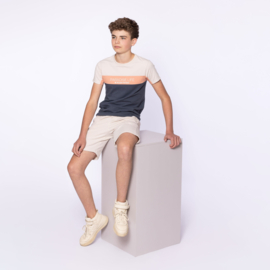 No Way Monday-Jongens T-shirt ss-Staal blauw