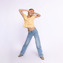 No Way Monday-Meisjes Jeansbroek wijde pijp-Blauw