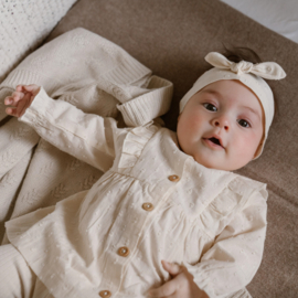 Dirkje-Baby meisjes jurk ls + haarband organic cotton- Gebroken wit