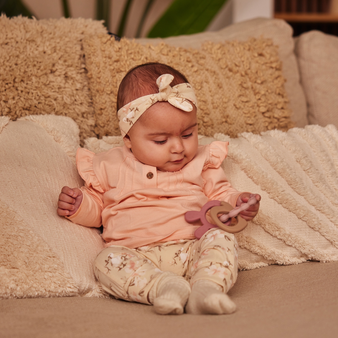 Dirkje-Meisjes 2 pce babypakje ls + hoofdband-Licht roze